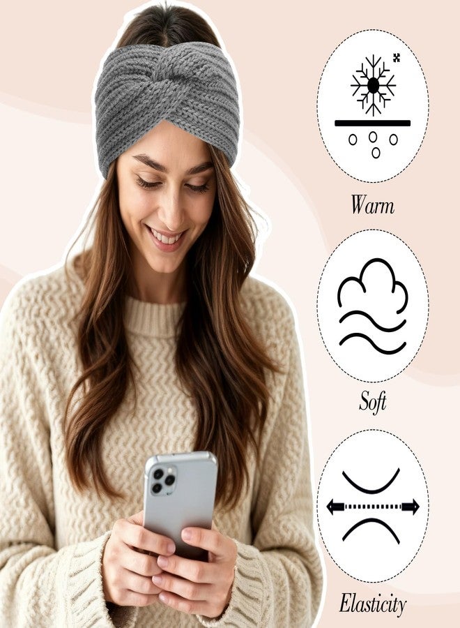 obeoby 4 Pcs Wide Headband for Winter, Knit Winter Headbands Chunky Ear Warmers Thick Head Wrap for Women Girls Winter Gifts - Image 4